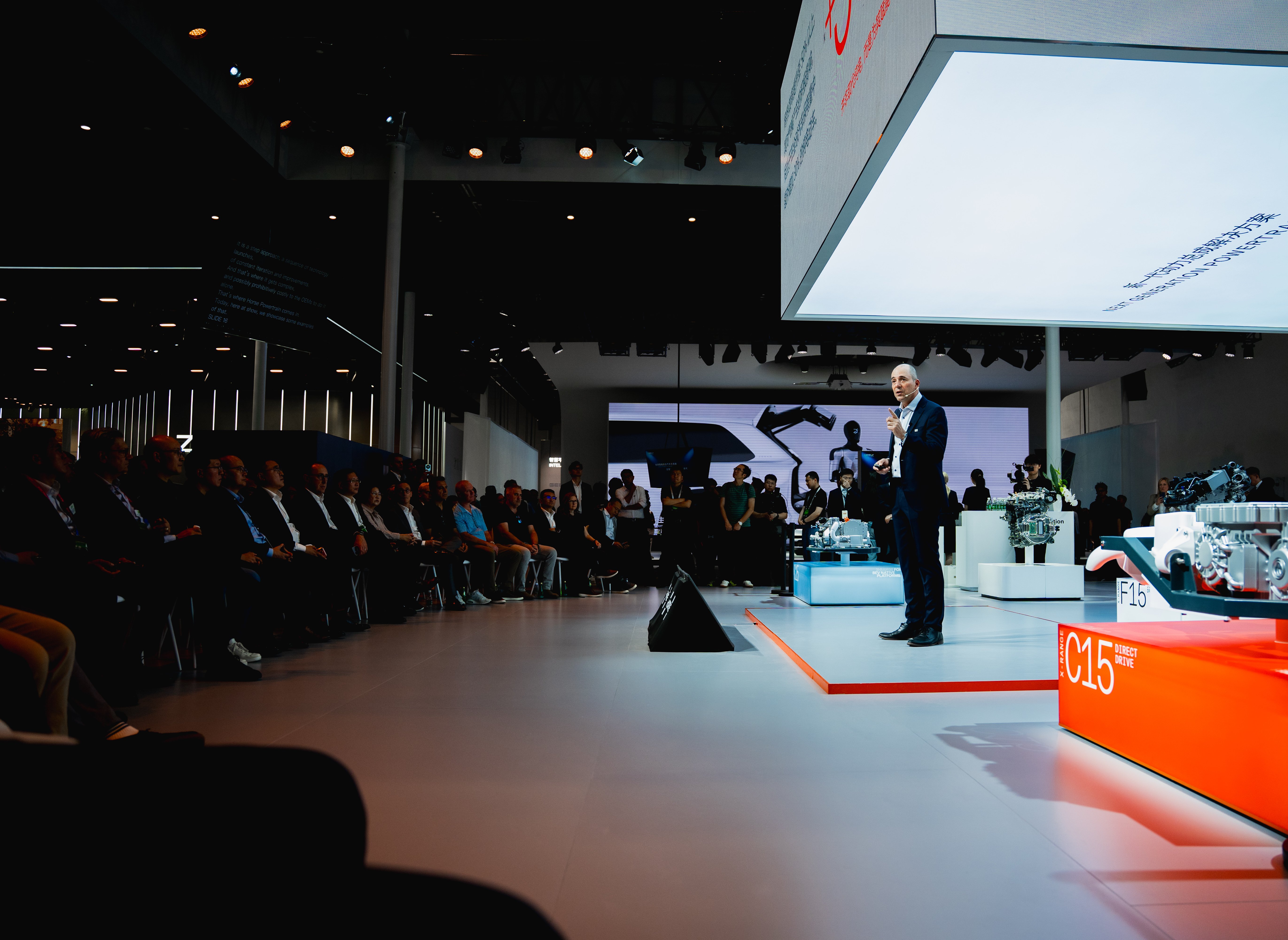 Horse Powertrain CEO Matias Giannini presenting at Beijing Auto Show 2026